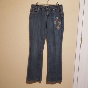 Baccini Embroidered Floral Bootcut‎ Jeans Size 8